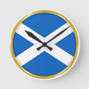 Vlag van Schotland in Gouden Cirkel Ronde Klok