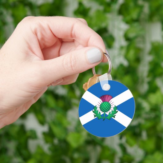 Vlag van Schotland met daarop Thistle Sleutelhanger (Hand)