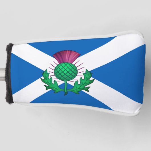 Vlag van Schotland met Thistle bovenop Golf He Golfheadcover (Voorkant)