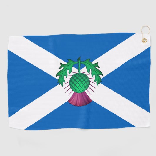 Vlag van Schotland met Thistle bovenop Golfhanddoek (Horizontaal)