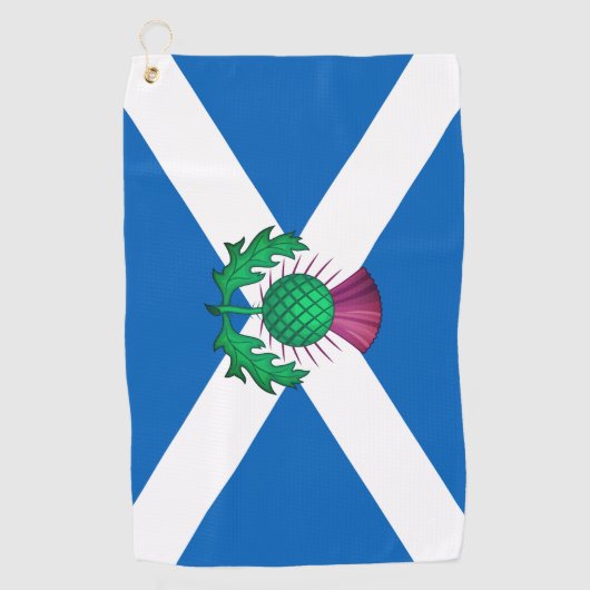 Vlag van Schotland met Thistle bovenop Golfhanddoek (Voorkant)
