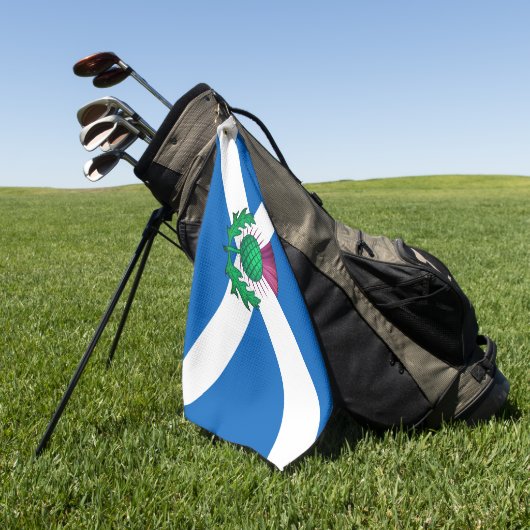 Vlag van Schotland met Thistle bovenop Golfhanddoek (Groen)
