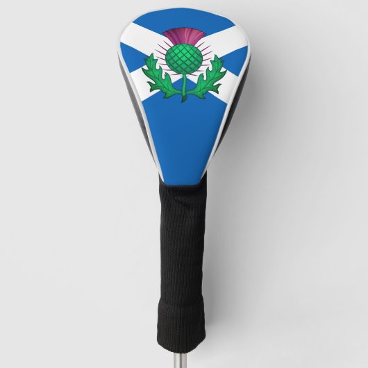Vlag van Schotland met Thistle bovenop Golfheadcover (Voorkant)