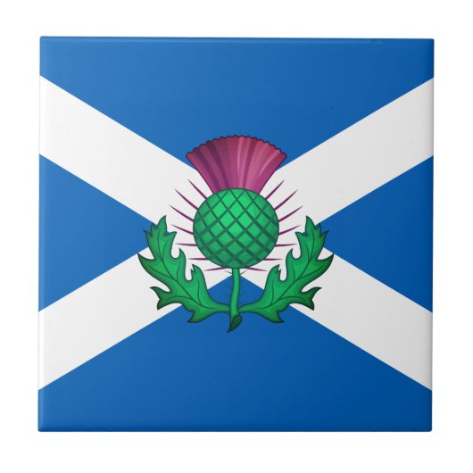 Vlag van Schotland met Thistle bovenop Tegeltje (Voorkant)