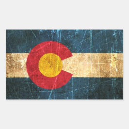 Vlag van Scuffed en Worn Colorado Rechthoekige Sticker