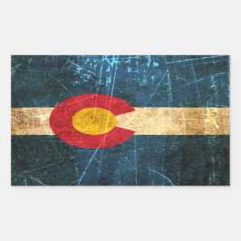 Vlag van Scuffed en Worn Colorado Rechthoekige Sticker