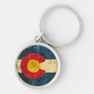 Vlag van Scuffed en Worn Colorado Sleutelhanger