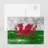 Vlag van Scuffed en Worn Welsh Briefkaart (Voorkant / Achterkant)