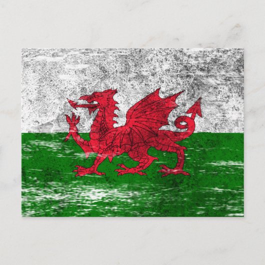 Vlag van Scuffed en Worn Welsh Briefkaart (Voorkant)