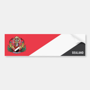 Vlag van Sealand, met daarop het wapen Bumpersticker