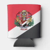 Vlag van Sealand, met wapenschild bovenaan Blikjeskoeler (Achterkant)