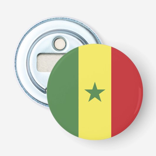 Vlag van Senegal Button Flesopener (Voorkant)