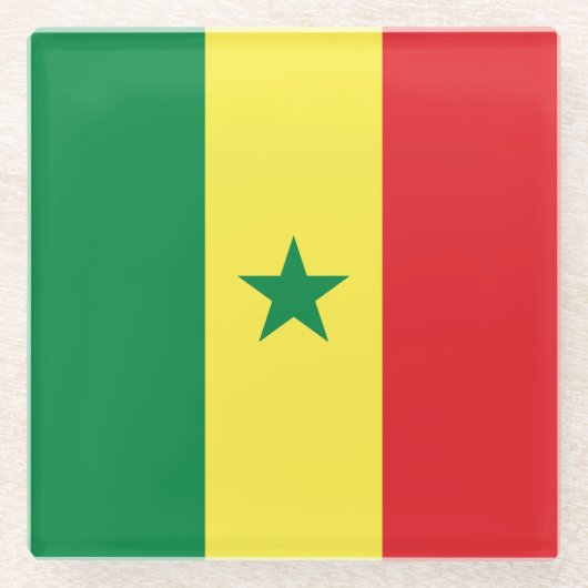 Vlag van Senegal Glazen Onderzetter (Voorkant)