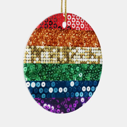 vlag van sequin pride keramisch ornament (Rechts)