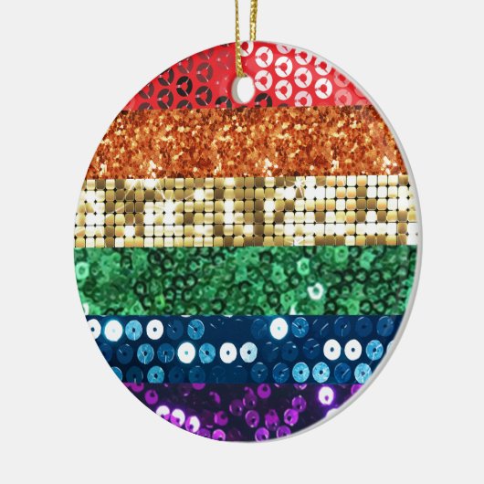 vlag van sequin pride keramisch ornament (Links)