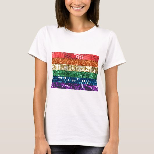 vlag van sequin pride t-shirt (Voorkant)