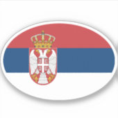 Vlag van Servië Oval Sticker (Voorkant)