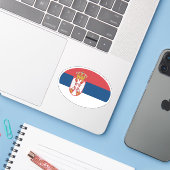 Vlag van Servië Oval Sticker (Laptop met iPhone)