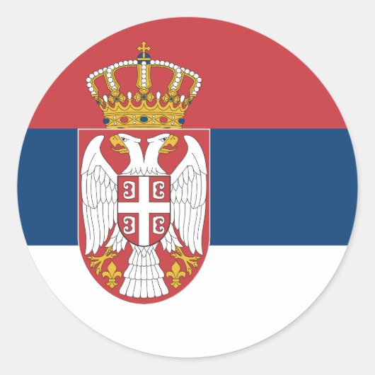 Vlag van Servië Ronde Sticker (Voorkant)