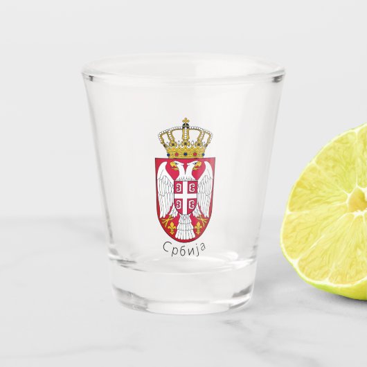 Vlag van Servië Shot Glas (Voorkant)