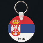 Vlag van Servië Sleutelhanger<br><div class="desc">De vlag van Servië is een driehoekig die bestaat uit drie gelijke horizontale banden, rood bovenaan, blauw in het midden en wit onderaan. Dezelfde drieluik, in sommige variaties, was de vlag van Servië in zijn hele geschiedenis, en is de etnische vlag van het Servische volk. De huidige vorm van de...</div>