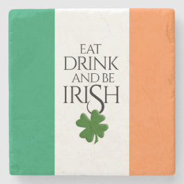 Vlag van Shamrock Eet, Drink en Wees Iers Stenen Onderzetter