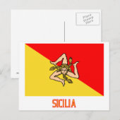 vlag van Sicilia met naam Briefkaart (Voorkant / Achterkant)