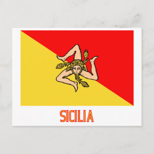 vlag van Sicilia met naam Briefkaart