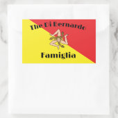 Vlag van Siciliaanse familie gepersonaliseerd Rechthoekige Sticker (Tas)
