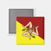 Vlag van Sicilië (Italië) Magneet (Voorkant / Achterkant)