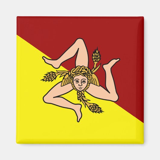 Vlag van Sicilië (Italië) Magneet (Voorkant)