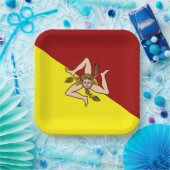 Vlag van Sicilië (Italië) Papieren Bordje (Feest)