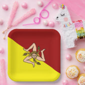 Vlag van Sicilië (Italië) Papieren Bordje (Feest)