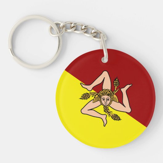 Vlag van Sicilië (Italië) Sleutelhanger (Voorkant)