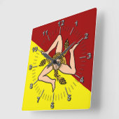 Vlag van Sicilië (Italië) Vierkante Klok (Hoek)