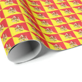 Vlag van Sicilië Repeat Print Trinacria Cadeaupapier (Rol Hoek)