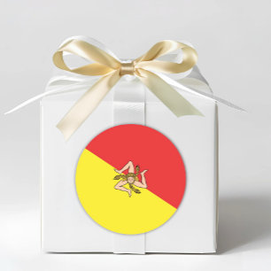 Vlag van Sicilië - Siciliaanse envelop of favor Ronde Sticker