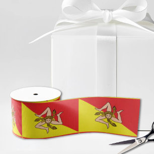 Vlag van Sicilië Trinacria Geel & Rood Grosgrain Lint