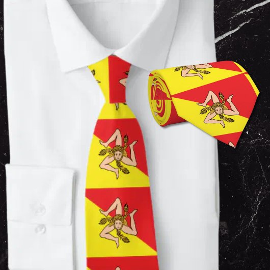 Vlag van Sicilië Trinacria Geel & Rood Stropdas