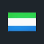 Vlag van Sierra Leone Canvas Afdruk<br><div class="desc">Dit ontwerp is voorzien van de nationale vlag van Sierra Leone (officieel bekend als de Republiek Sierra Leone en informeel bekend als Salone), een land aan de zuidwestkust van West-Afrika. Sierra Leone ligt door Liberia aan het zuidoosten en Guinee aan het noordoosten. Het land Sierra Leone heeft een tropisch klimaat...</div>
