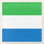 Vlag van Sierra Leone Glazen Onderzetter<br><div class="desc">Patriottische vlag van Sierra Leone.</div>
