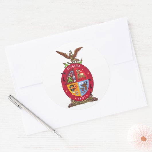 Vlag van Sinaloa Ronde Sticker (Envelop)