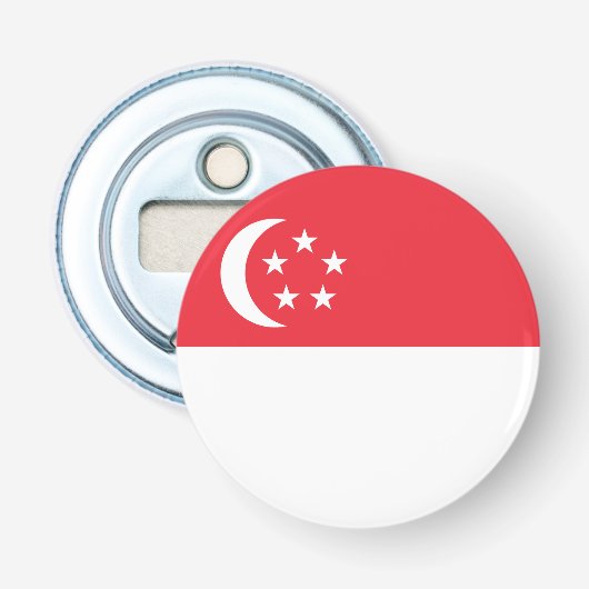 Vlag van Singapore Button Flesopener (Voorkant)