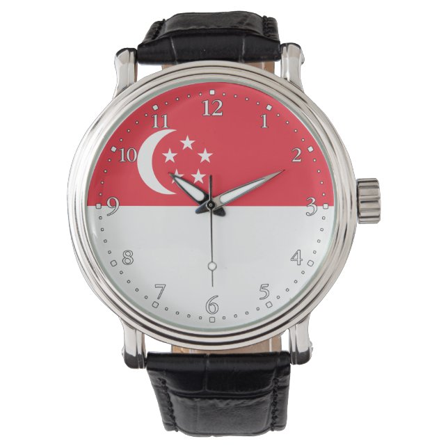 Vlag van Singapore Horloge (Voorkant)