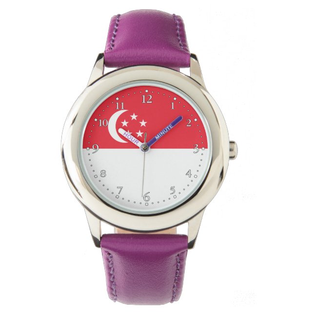 Vlag van Singapore Horloge (Voorkant)