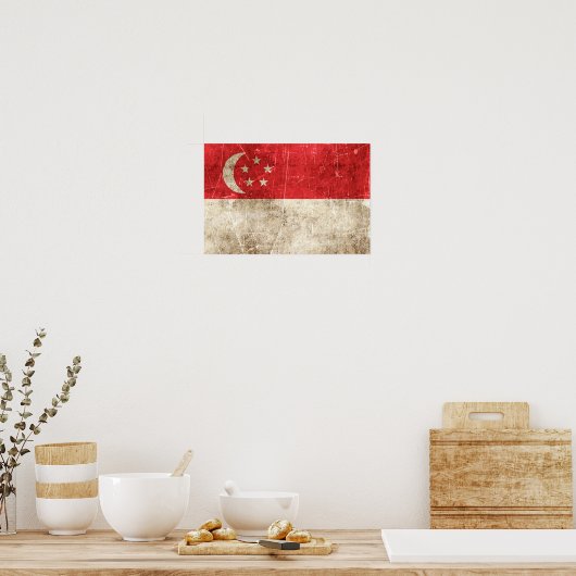 vlag van Singapore Poster (Keuken)