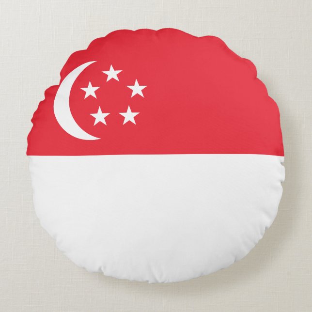 Vlag van Singapore Rond Kussen (Voorkant)