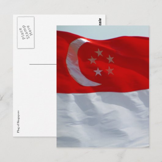 vlag van singaporea briefkaart (Voorkant / Achterkant)