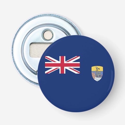 Vlag van Sint-Helena Button Flesopener (Voorkant)