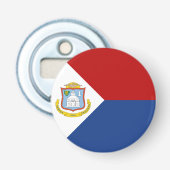 Vlag van Sint-Maarten Button Flesopener (Voorkant)